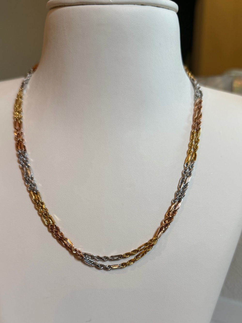 18k tricolor gold chain
